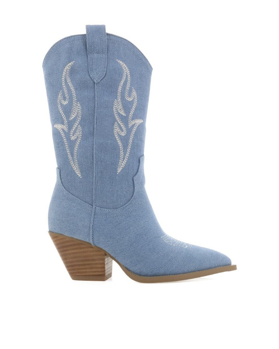 Women Billini Cowboy Boots | Asha Blue Denim