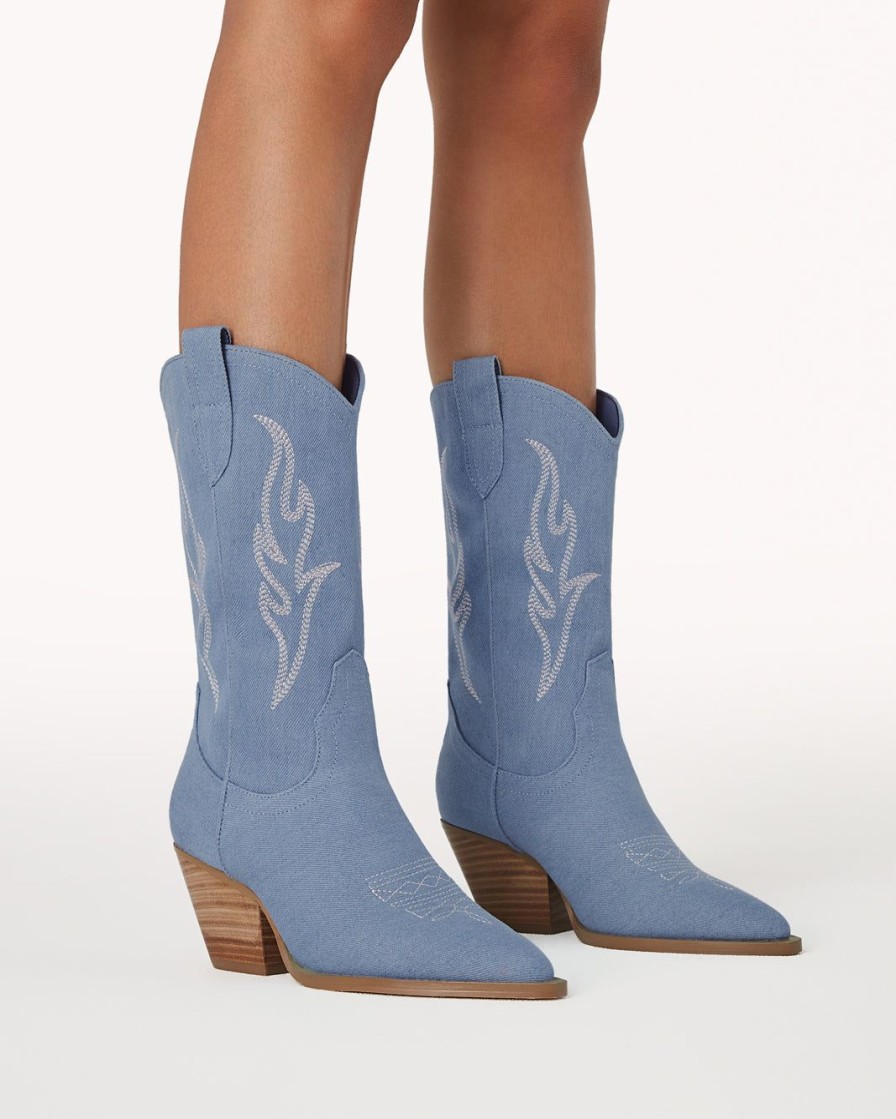 Women Billini Cowboy Boots | Asha Blue Denim