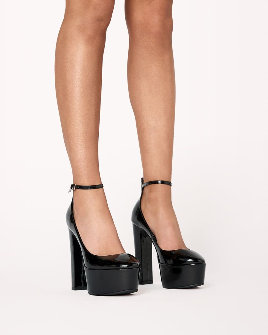 Women Billini Block Heels | Catano Black Patent