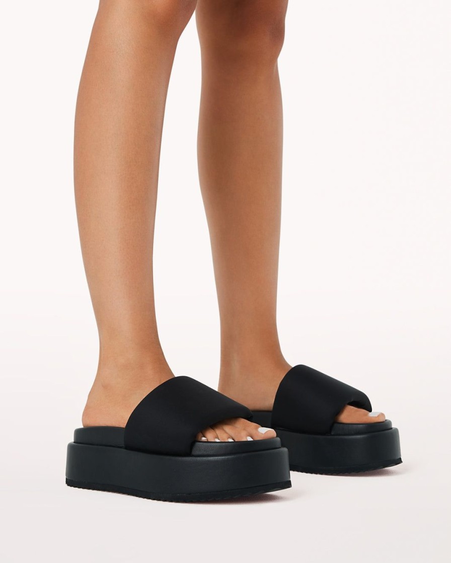 Women Billini Slides | Gloria Black Neoprene