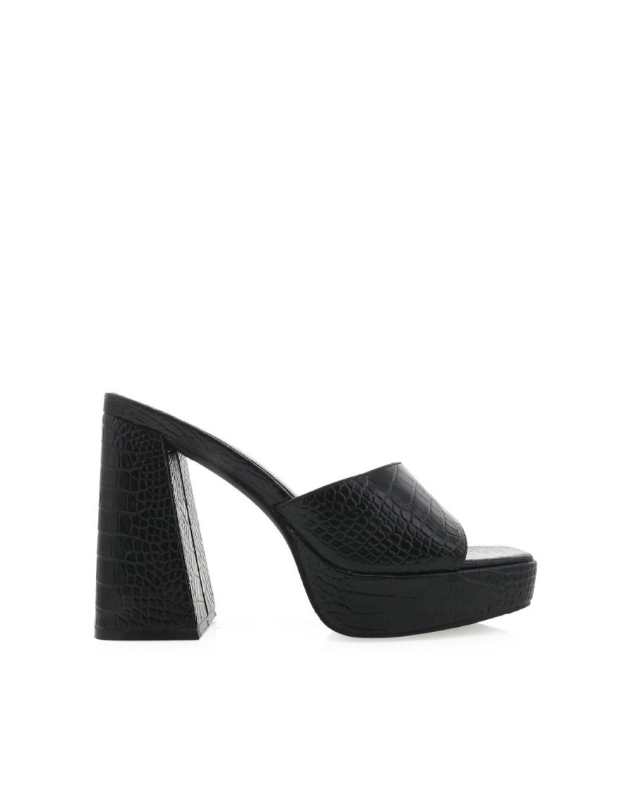 Women Billini Mules | Georgina Black Croc