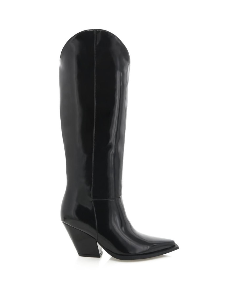 Women Billini Cowboy Boots | The Western Black Semi Patent