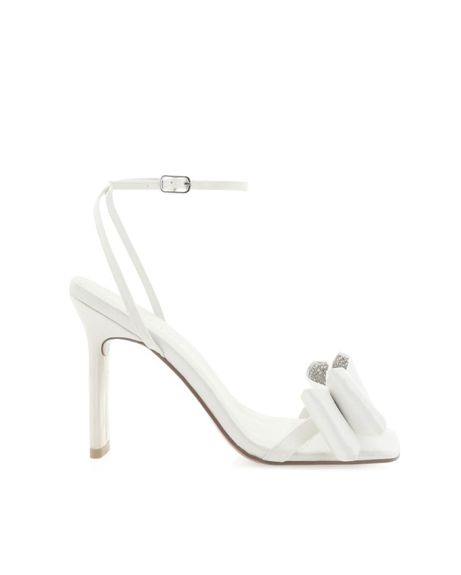 Women Billini Block Heels | Xaris White Satin