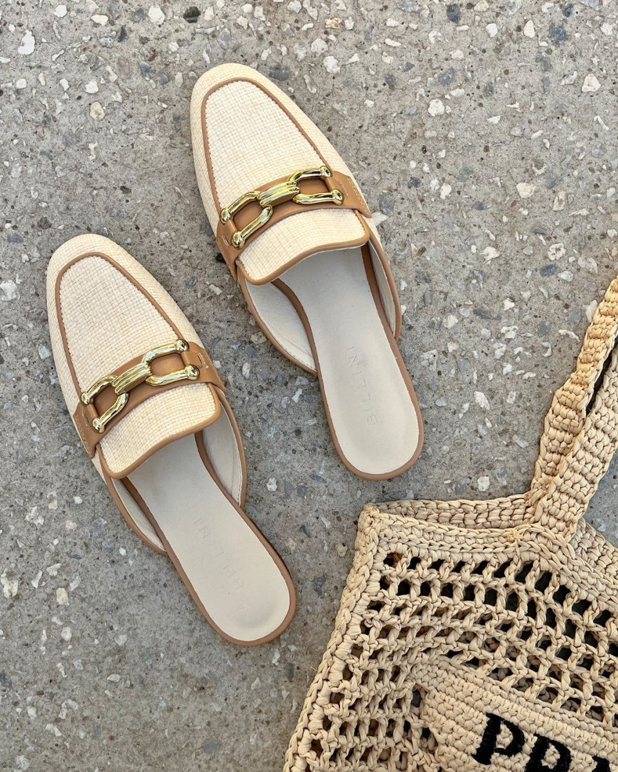 Women Billini Flats | Elliot Vanilla Raffia Sand