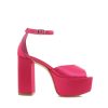 Women Billini Block Heels | Romara Raspberry Satin