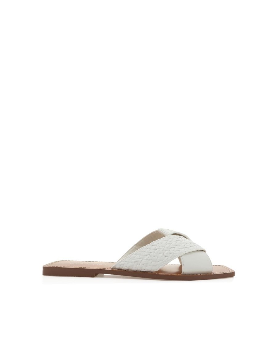 Women Billini Slides | Idelah White Raffia