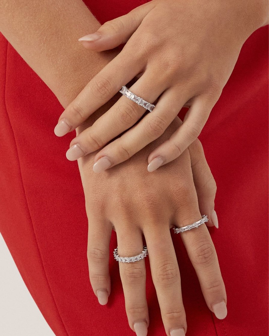 Women Billini Jewelry | Petra Ring 3 Pack Silver Diamante