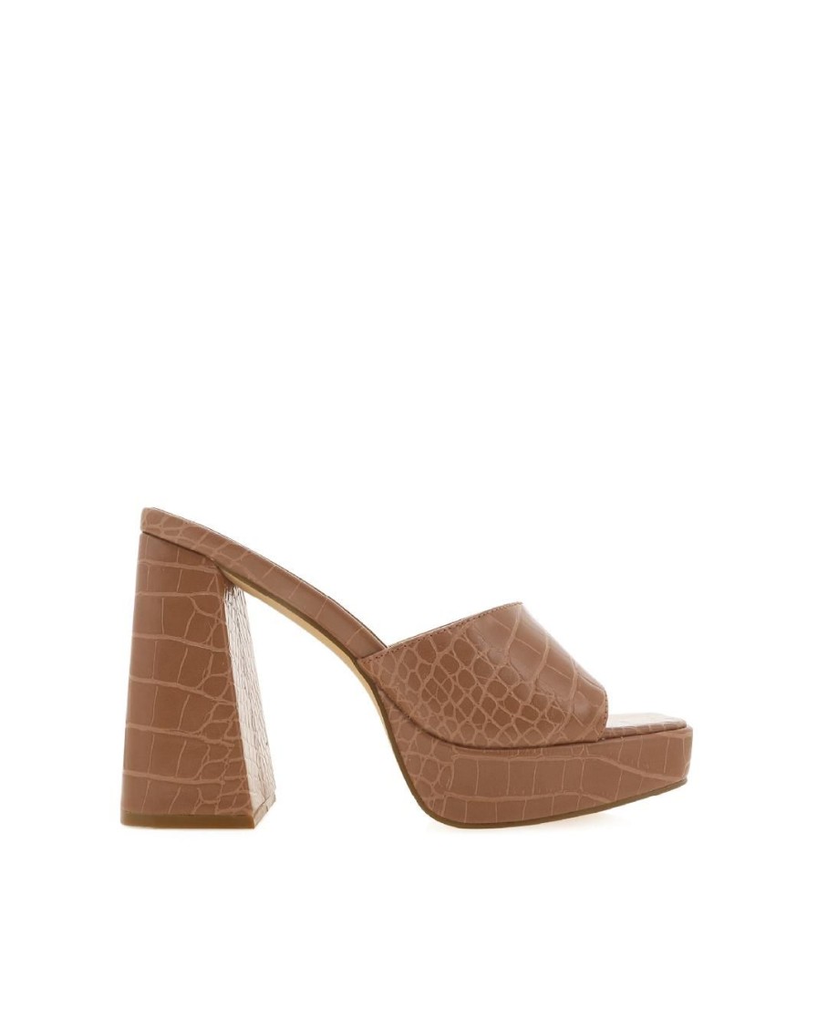 Women Billini Block Heels | Georgina Teak Croc