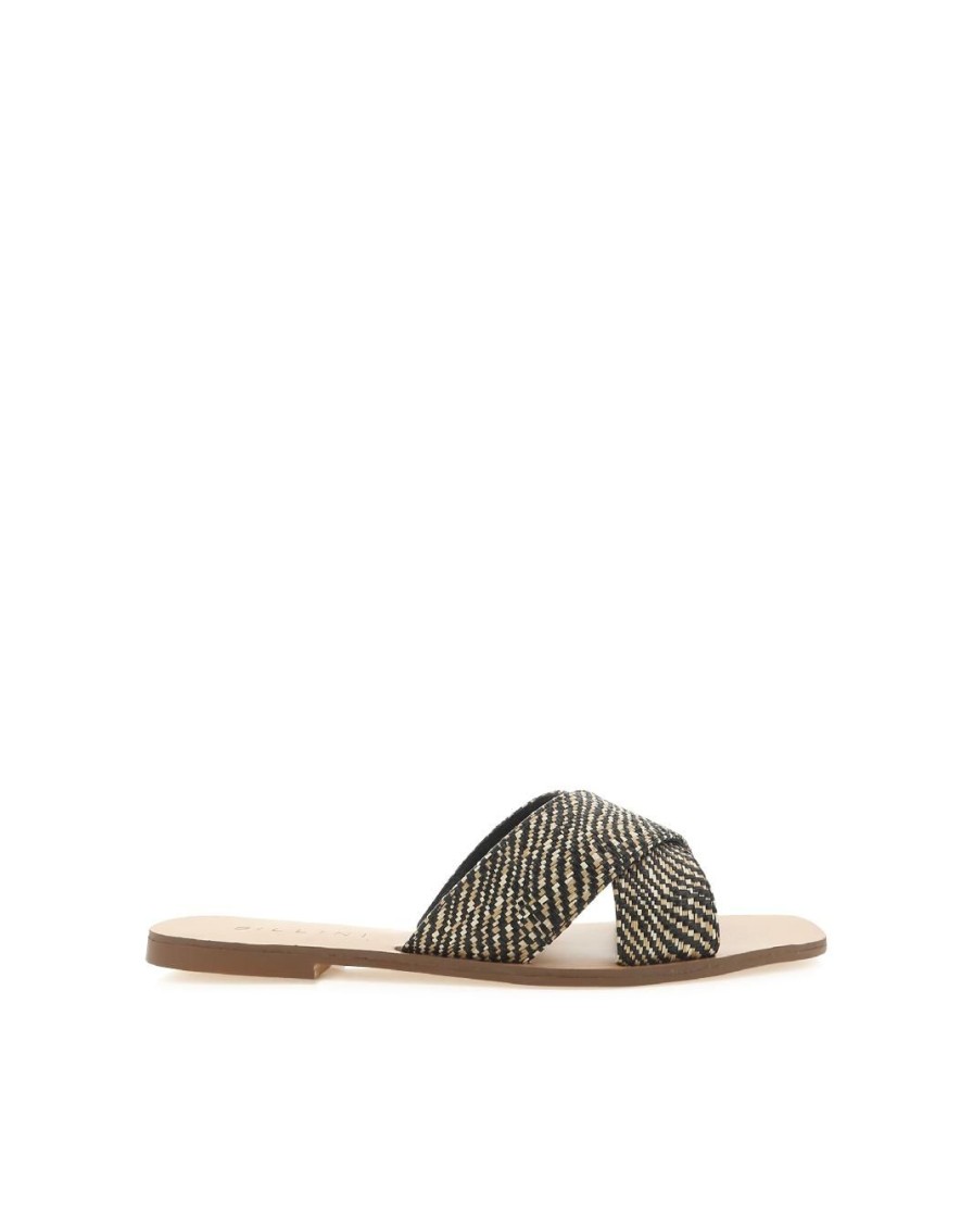 Women Billini Slides | Fitz Onyx Splice Raffia