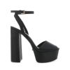 Women Billini Block Heels | Brenna Black Satin