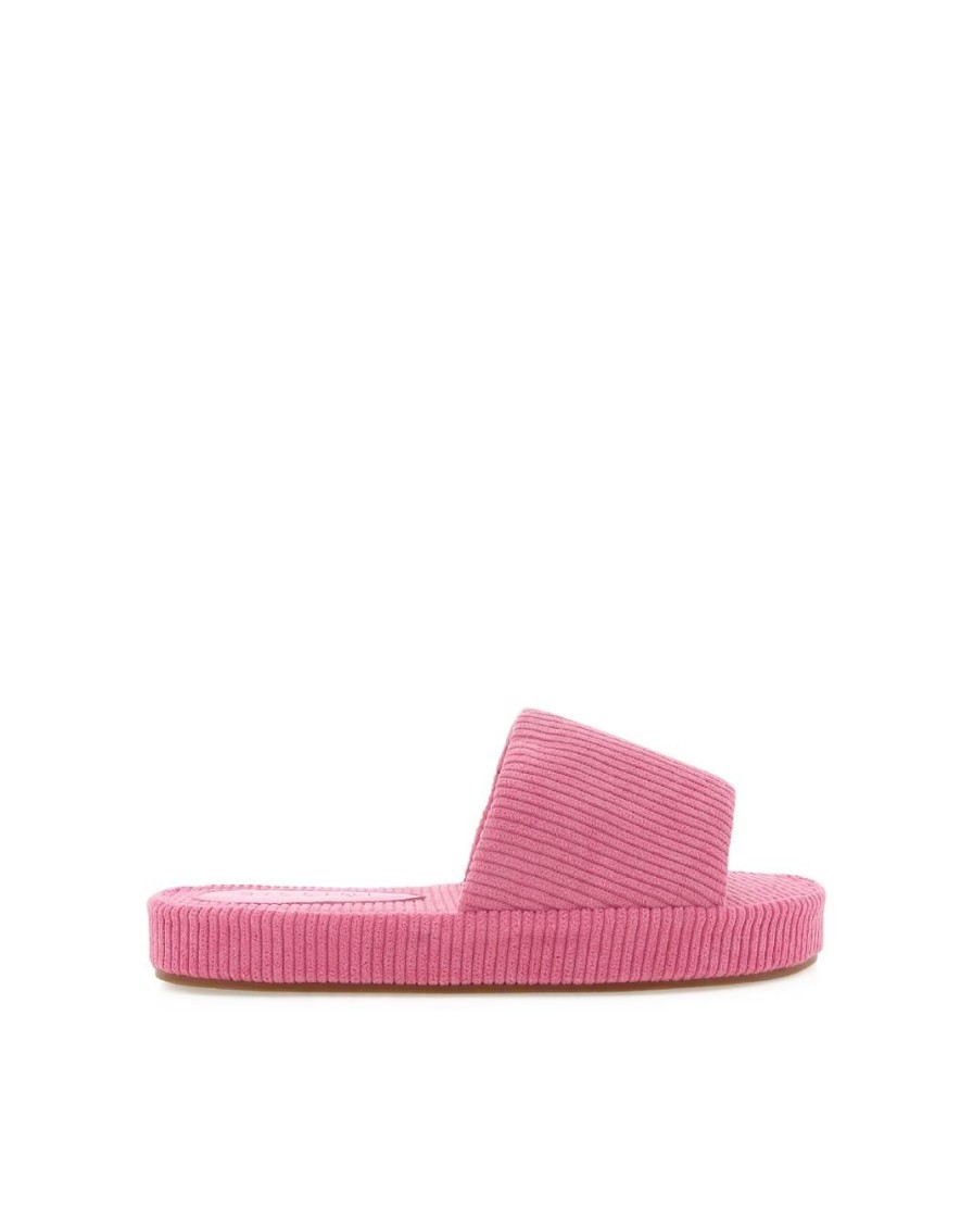 Women Billini Slides | Hedley Pink Ribbed Terry