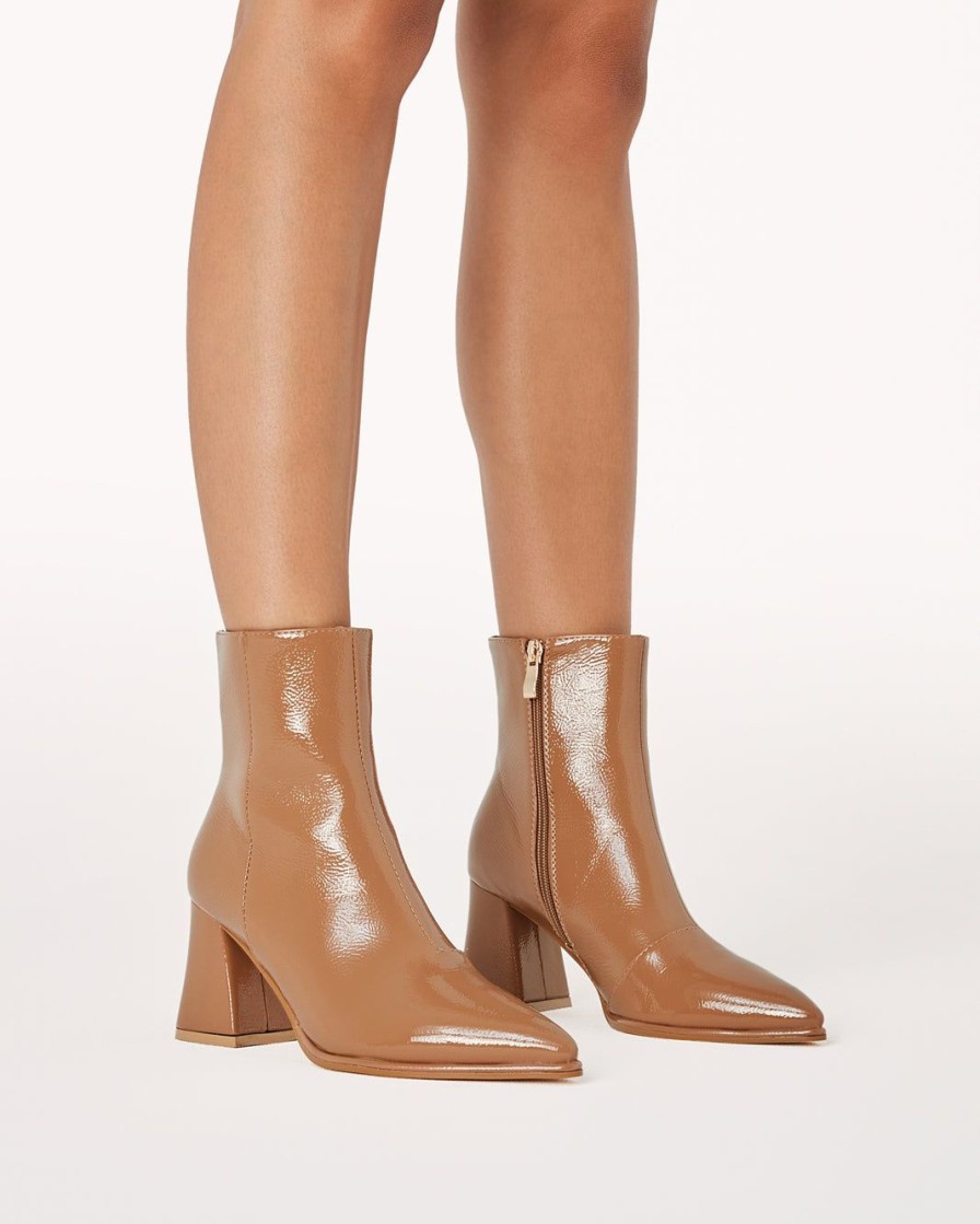 Women Billini Boots | Caden Toffee Crinkle Patent