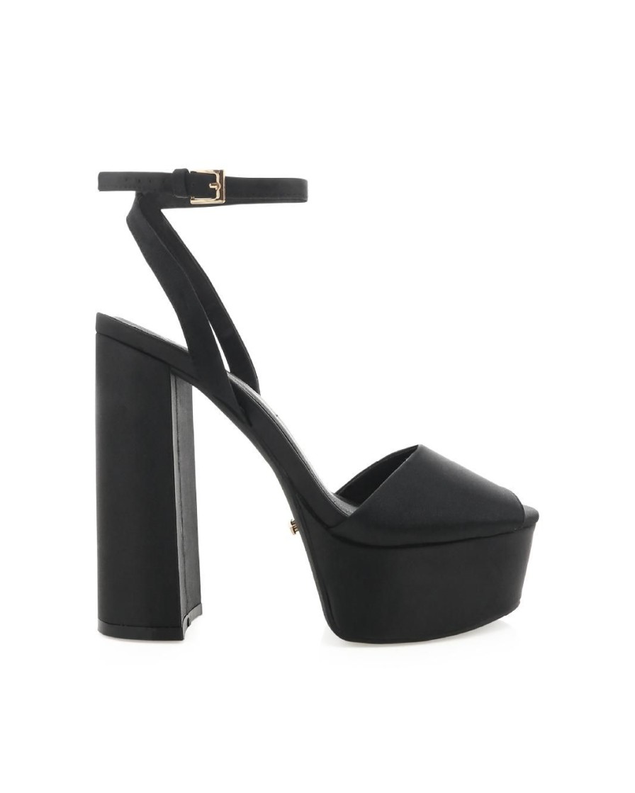 Women Billini Platforms | Brenna Black Satin