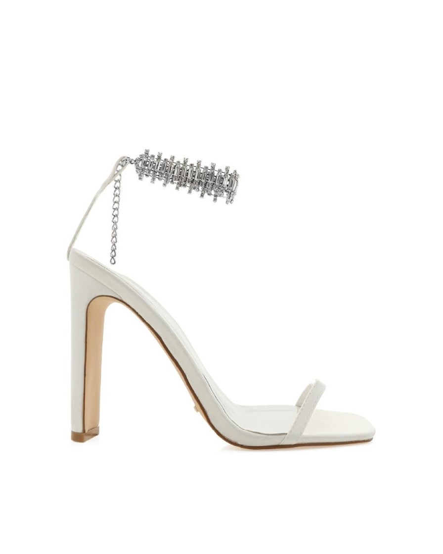 Women Billini Block Heels | Wrenna White Satin