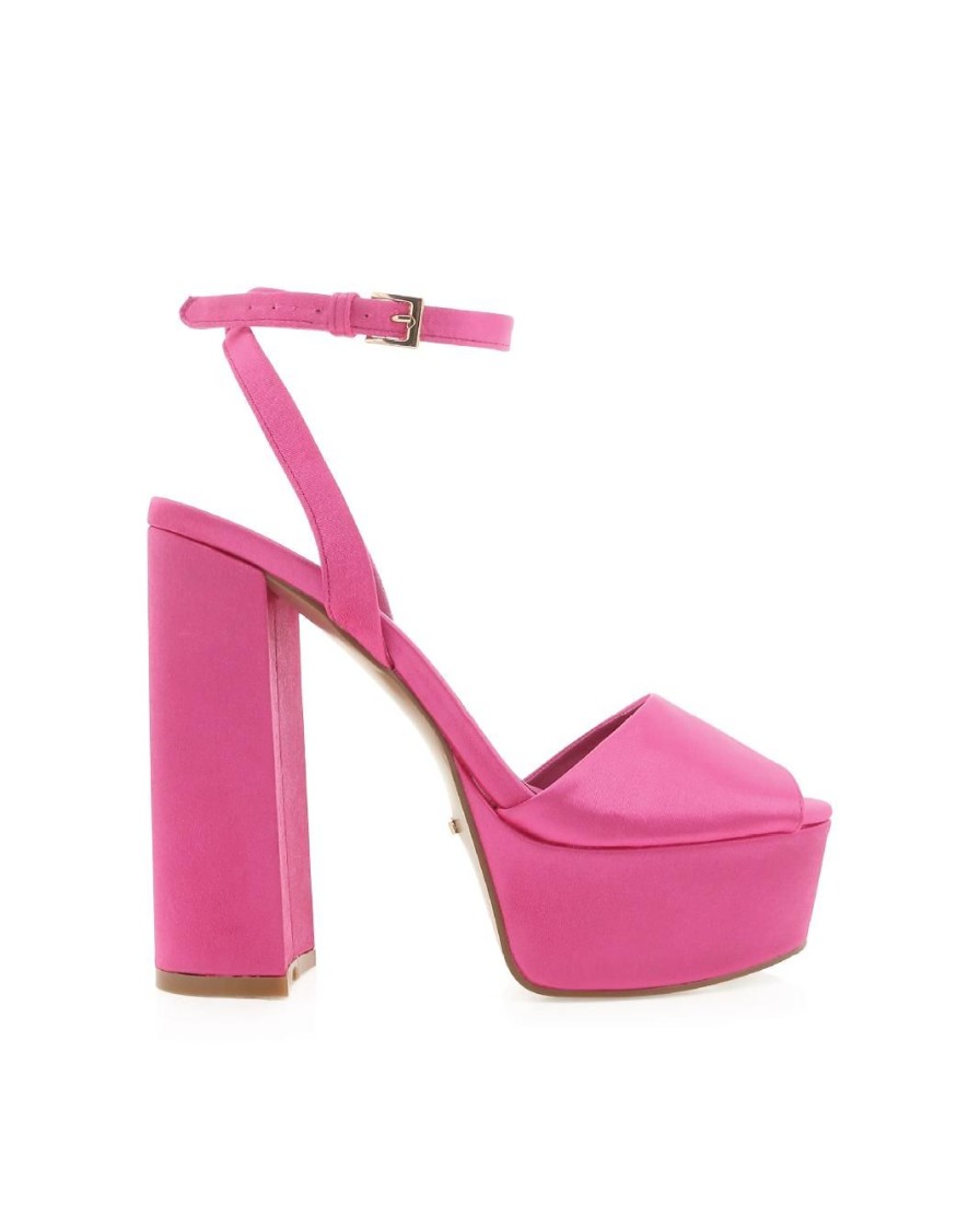 Women Billini Block Heels | Brenna Pink Satin