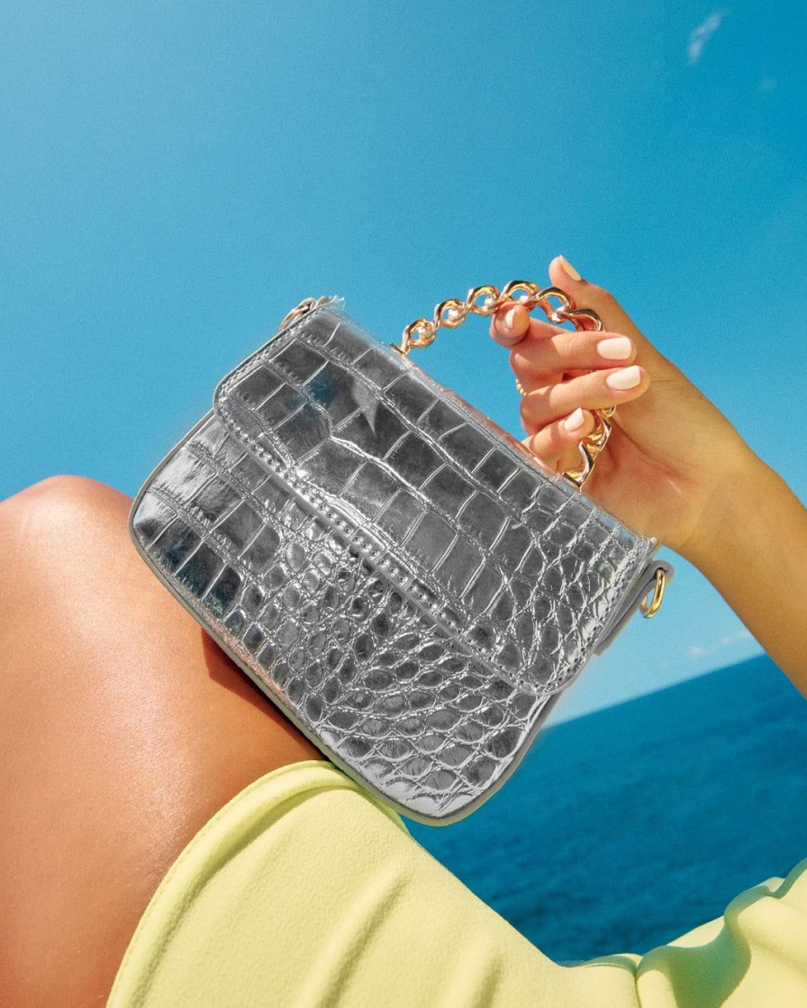 Women Billini Bags | Allaiah Handle Bag Silver Croc