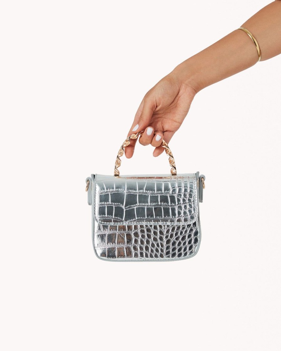 Women Billini Bags | Allaiah Handle Bag Silver Croc