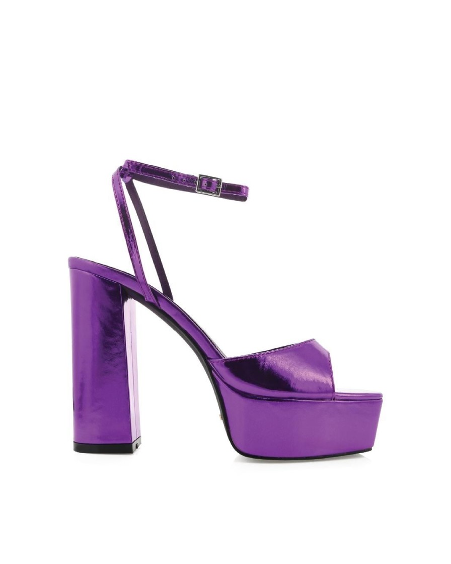 Women Billini Block Heels | Myles Purple Metallic