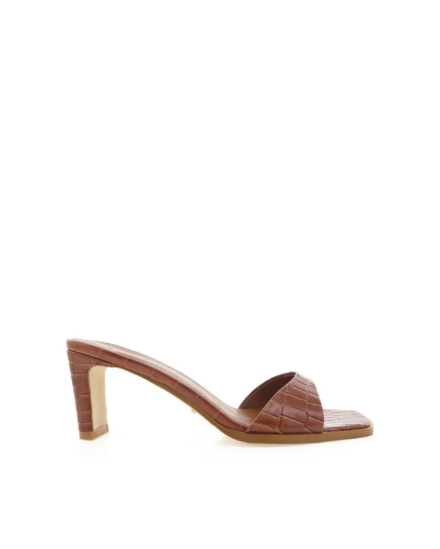 Women Billini Block Heels | Karvan Dark Tan Croc