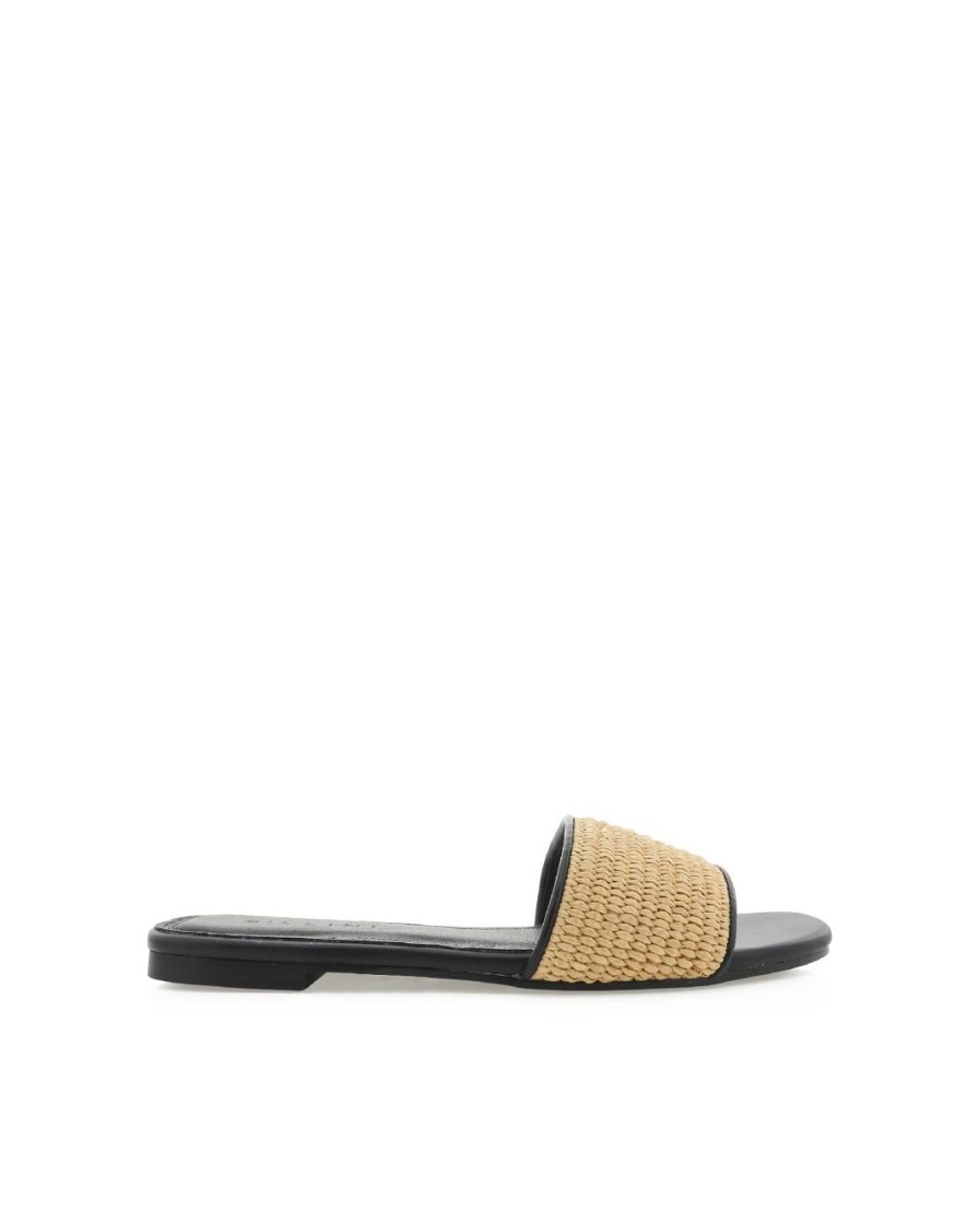 Women Billini Sandals | Pakuna Natural Raffia Black