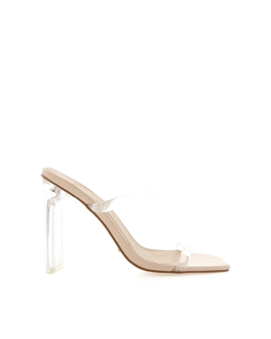 Women Billini Block Heels | Charly Nude Patent Clear