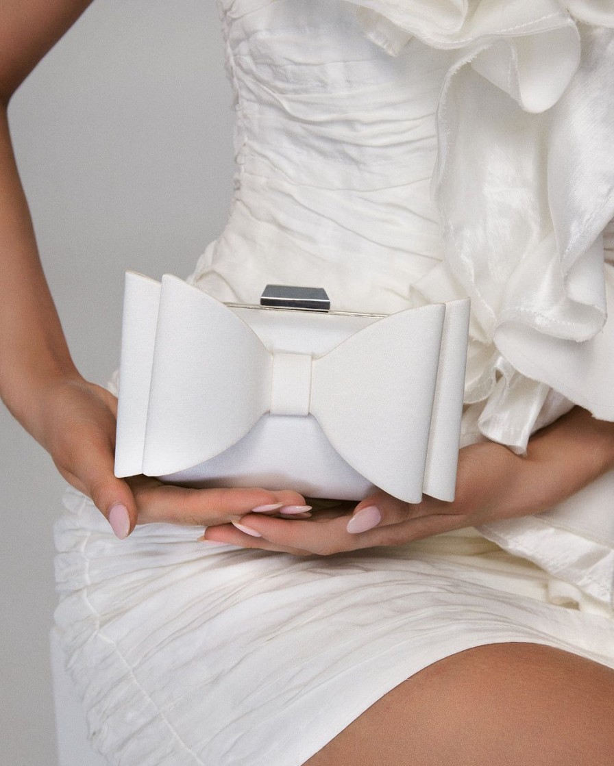 Women Billini Bags | Bellina Clutch Bag White Satin