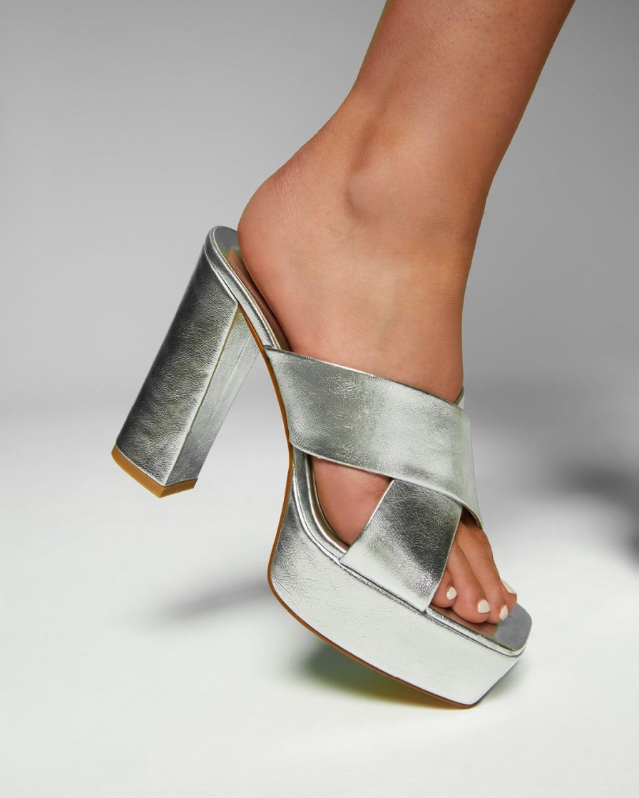 Women Billini Mules | Madeleine Silver Metallic