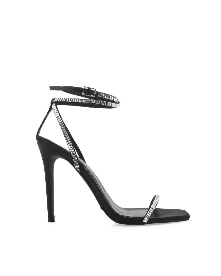 Women Billini Heels | Giles Black Satin Diamante