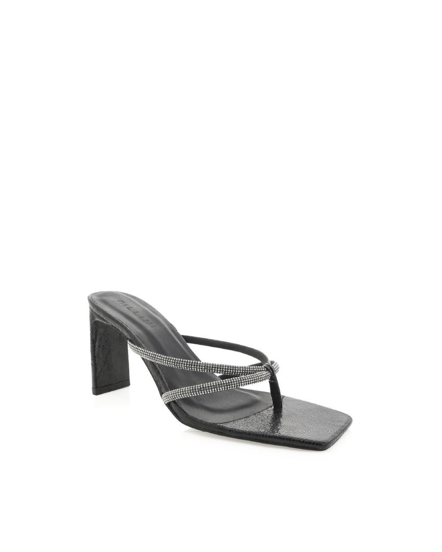 Women Billini Mules | Karson Black Crinkle Diamante