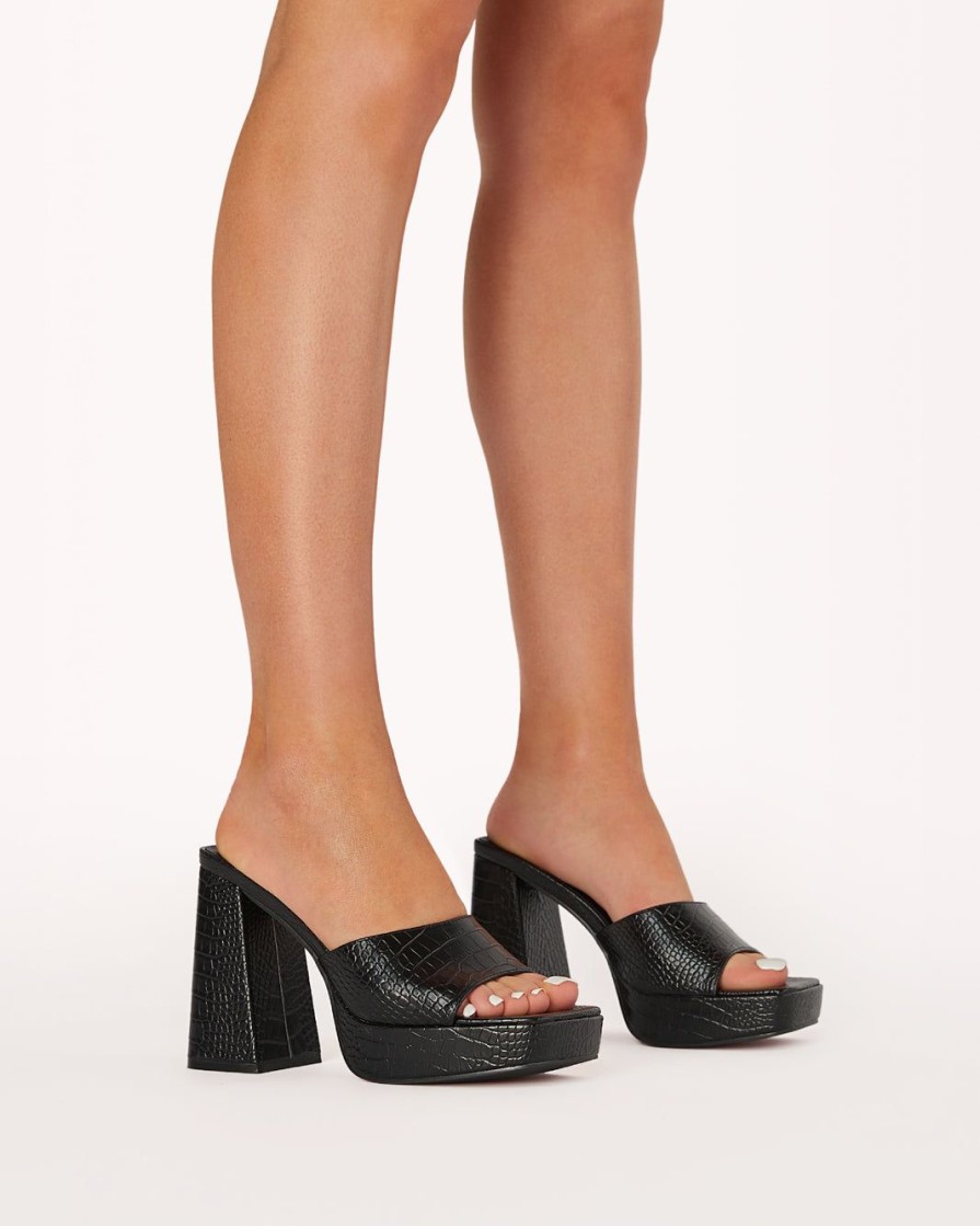 Women Billini Heels | Georgina Black Croc