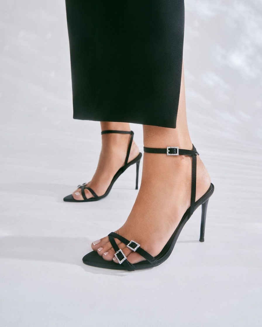 Women Billini Heels | Yanni Black Satin