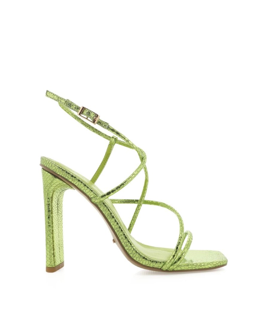 Women Billini Block Heels | Eiffel Green Metallic Scale