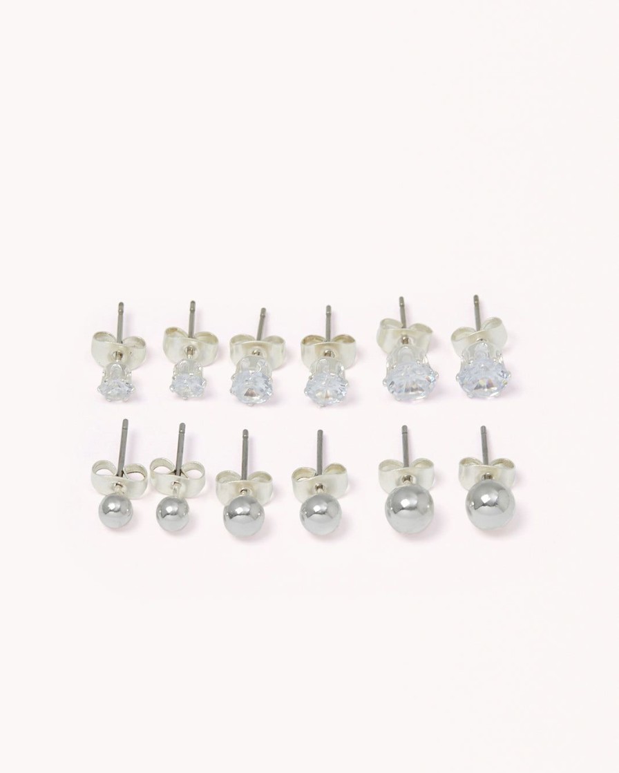 Women Billini Jewelry | Simara Stud 6 Pack Silver Diamante