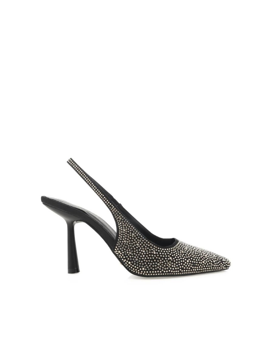 Women Billini Pumps | Blaire Black Satin Rhinestone