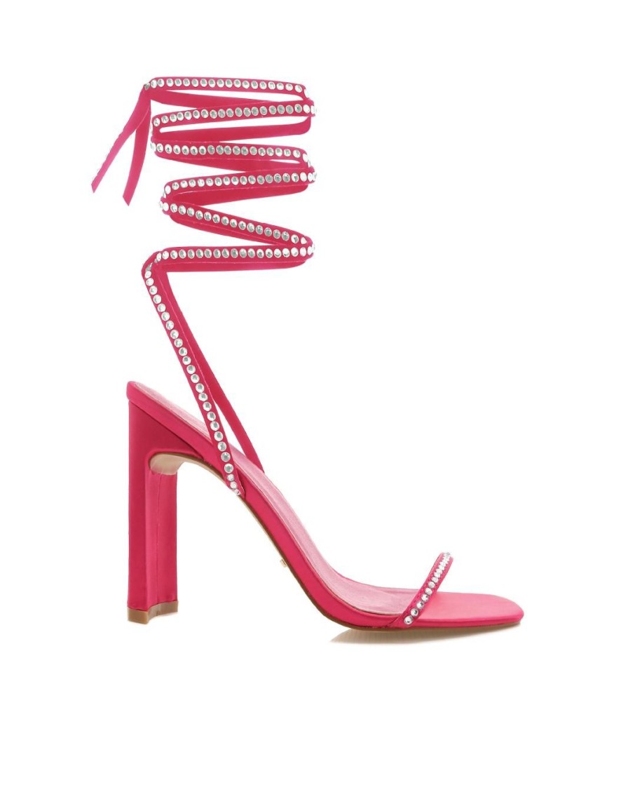 Women Billini Heels | Haleigh Raspberry Satin Diamante