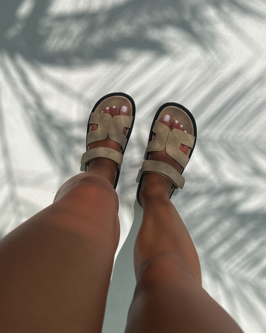 Women Billini Slides | Theon Taupe Nubuck