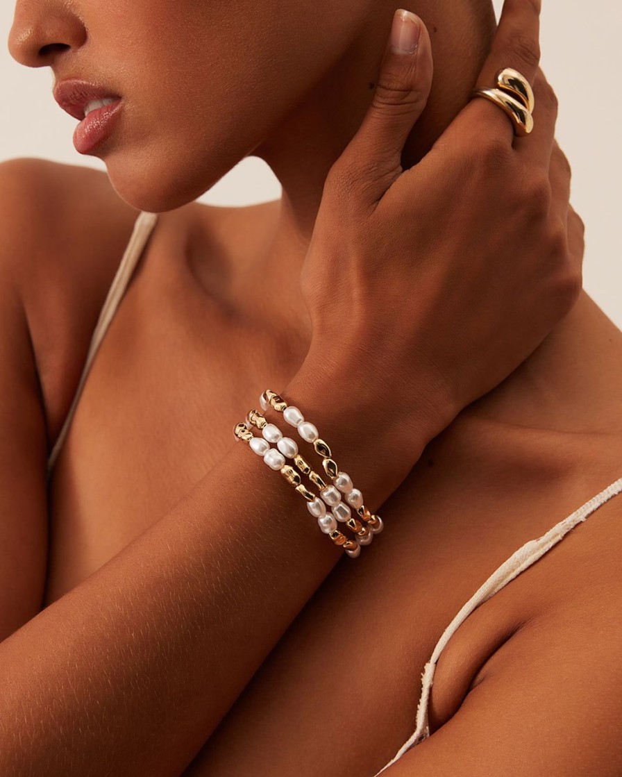 Women Billini Jewelry | Isla Bracelet 3 Pack Gold Pearl