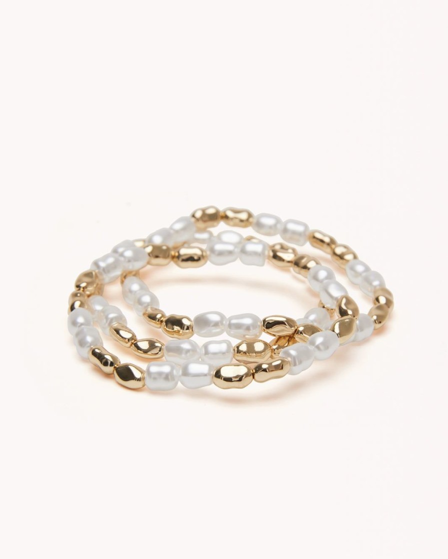 Women Billini Jewelry | Isla Bracelet 3 Pack Gold Pearl