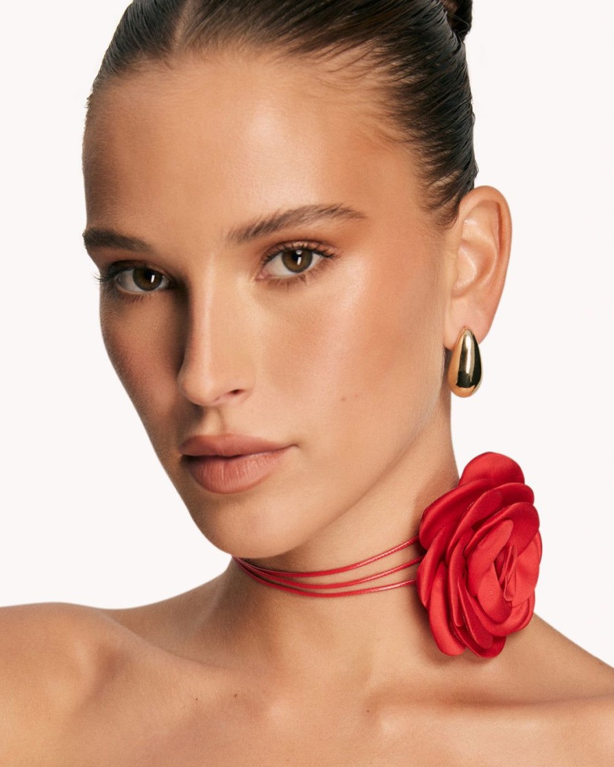 Women Billini Jewelry | Scarlett Multi Wear Choker Red Satin