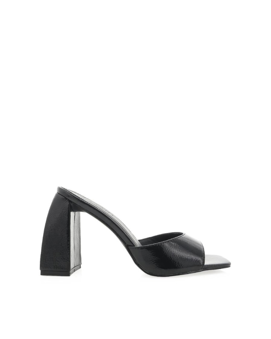 Women Billini Mules | Jaylen Black Crinkle Patent