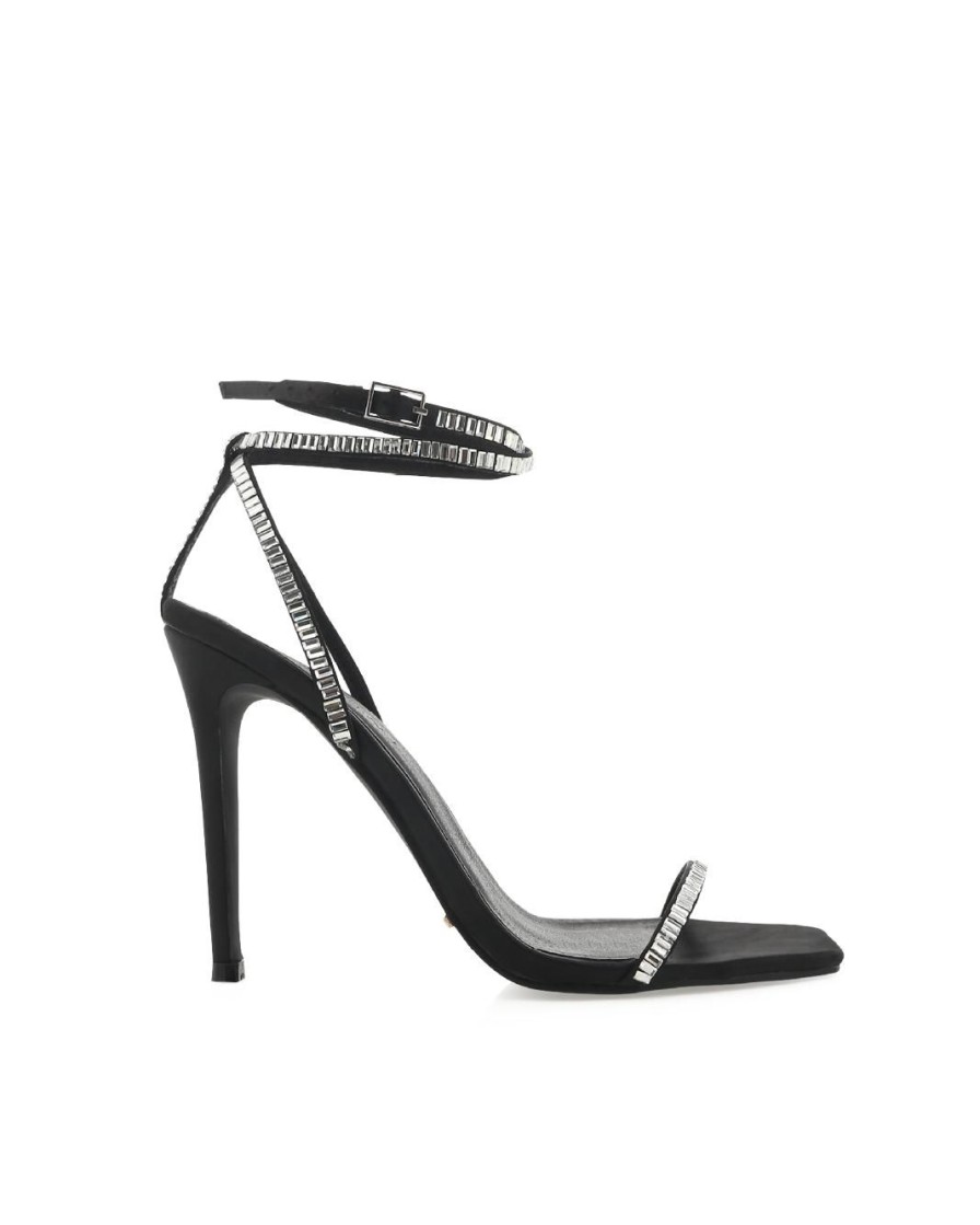 Women Billini Stilettos | Giles Black Satin Diamante