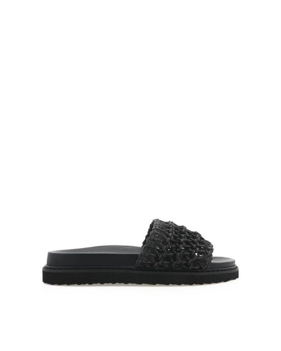 Women Billini Sandals | Zaida Black Raffia