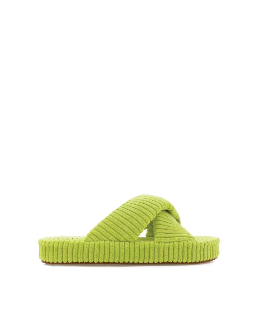 Women Billini Sandals | Huxley Lime Ribbed Terry