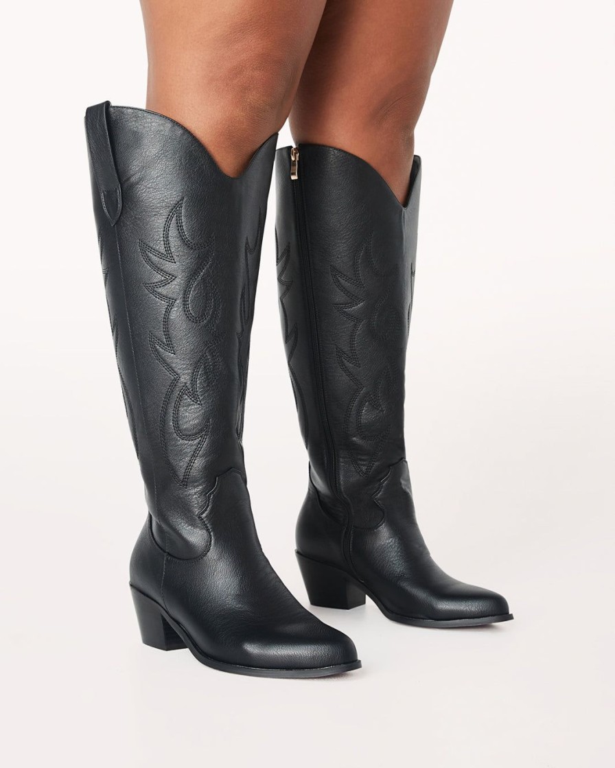 Women Billini Cowboy Boots | Urson Curve Black