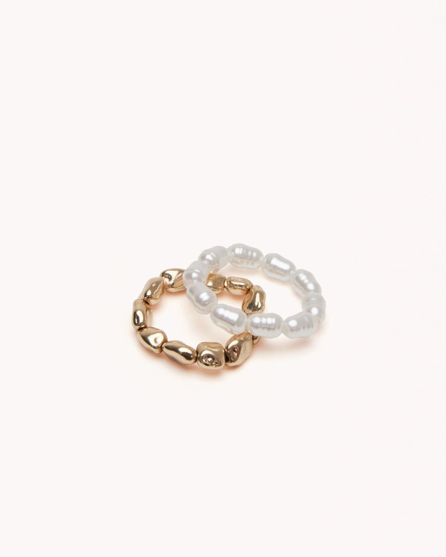 Women Billini Jewelry | Isla Ring 2 Pack Gold Pearl