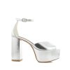 Women Billini Block Heels | Romara Silver Metallic