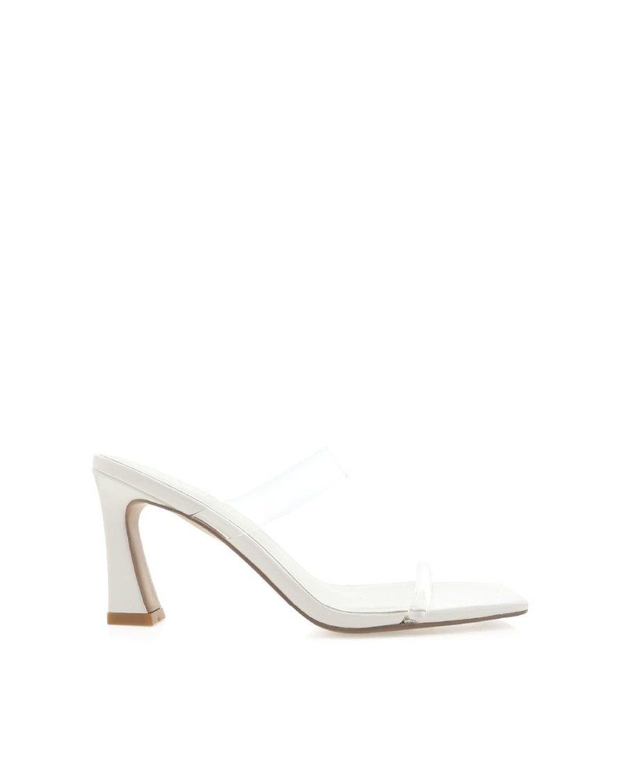 Women Billini Block Heels | Mikana White Patent Clear