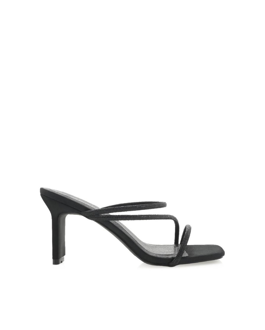 Women Billini Block Heels | Femi Black Satin Diamante