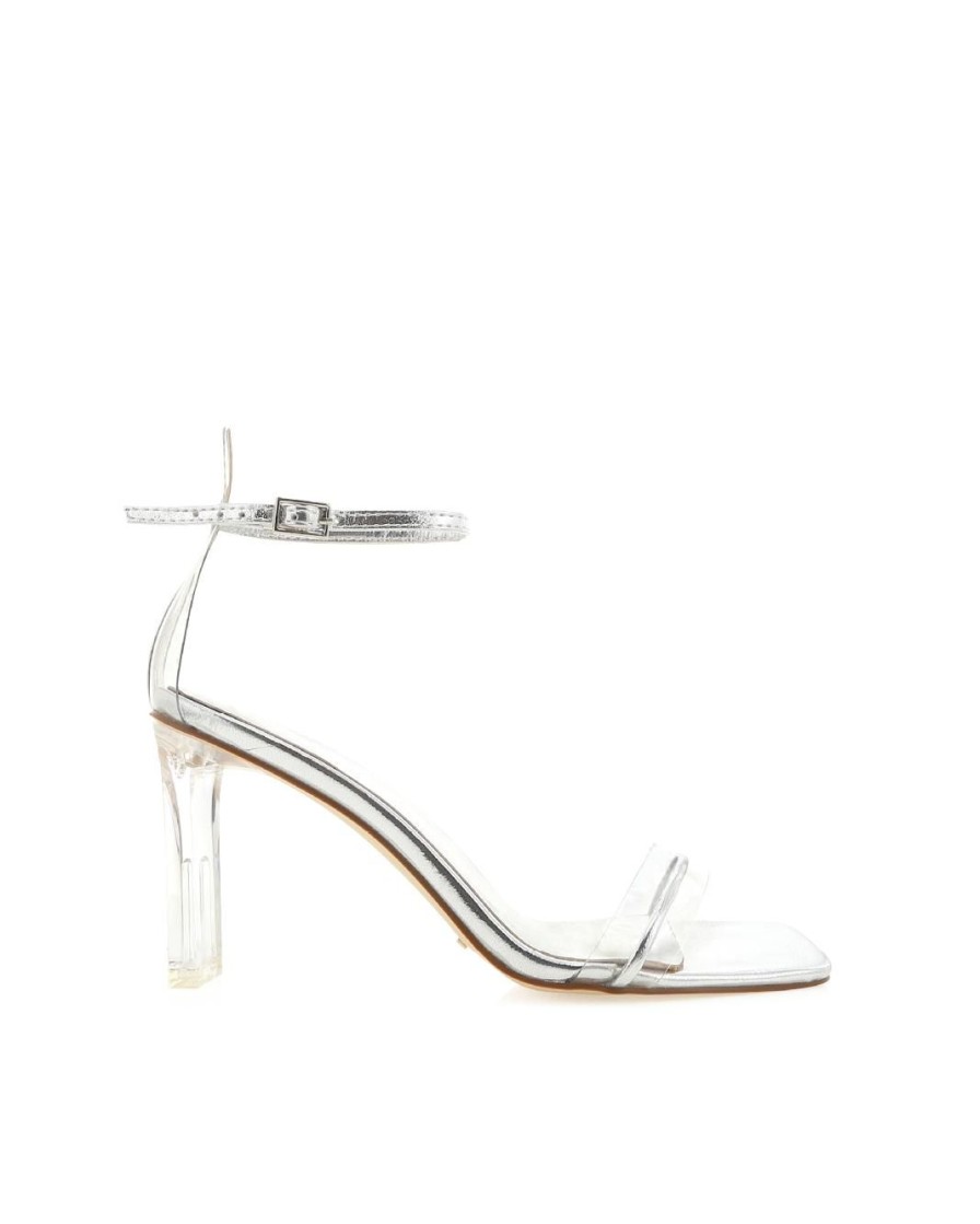 Women Billini Block Heels | Oralee Silver Metallic Clear