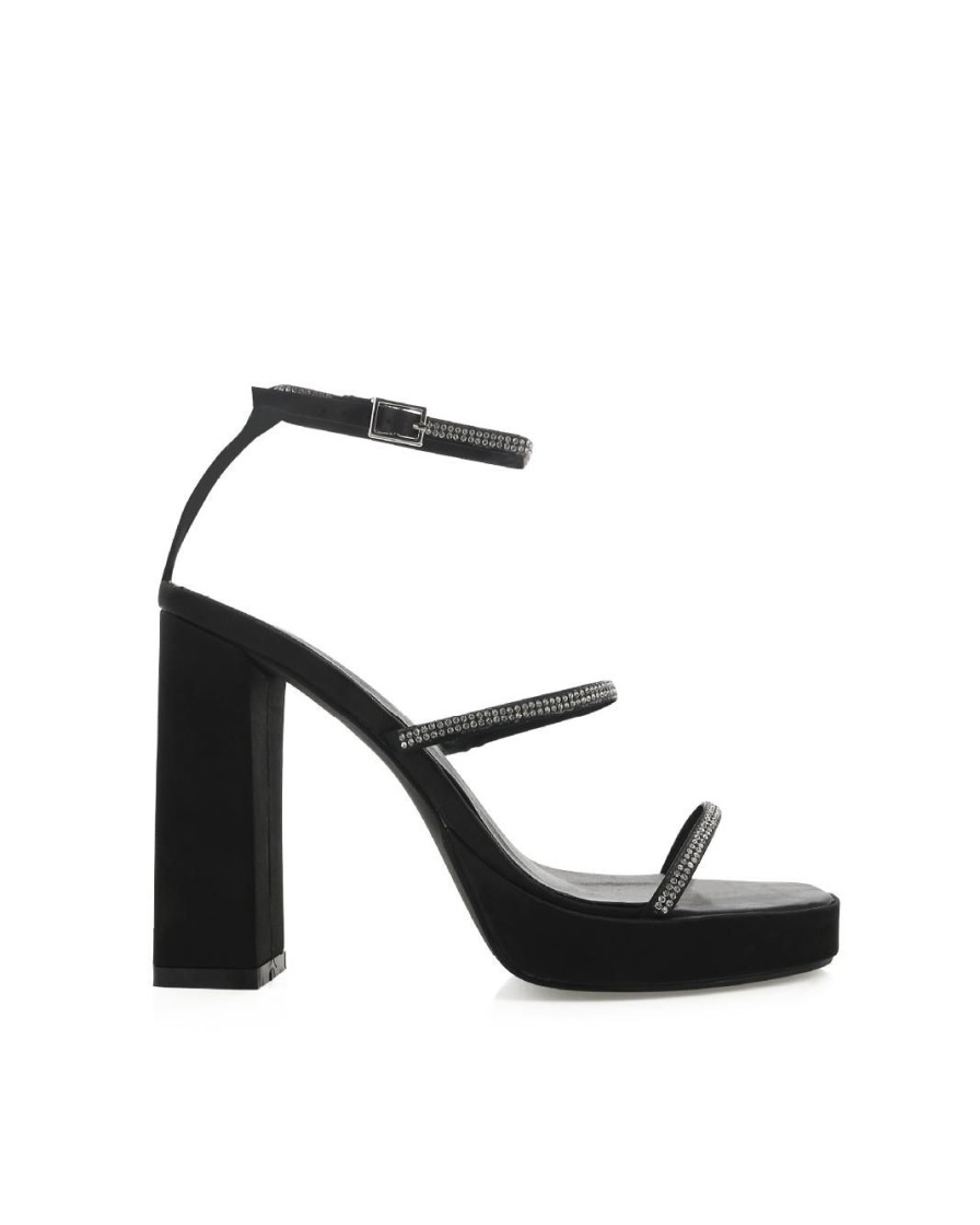 Women Billini Platforms | Talita Black Satin Diamante